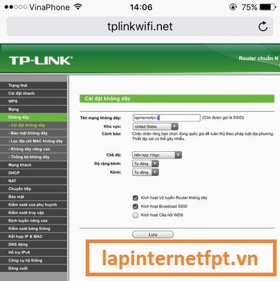Bước 3: Đổi tên wifi cho modem Tplink