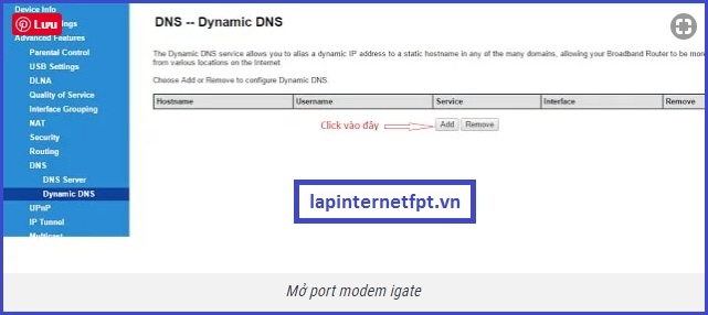 Hướng dẫn cách mở port modem VNPT Igate GW040W