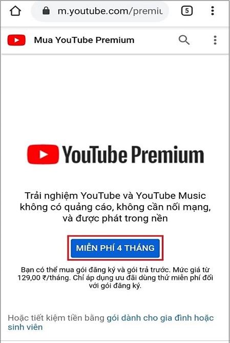 tài khoản Youtube Premium